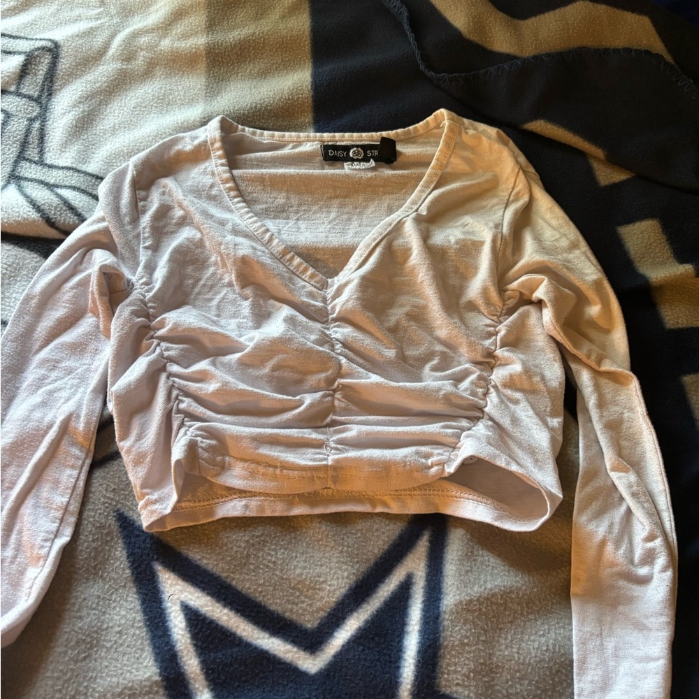 Forever 21 Cream Ruched Crop Top